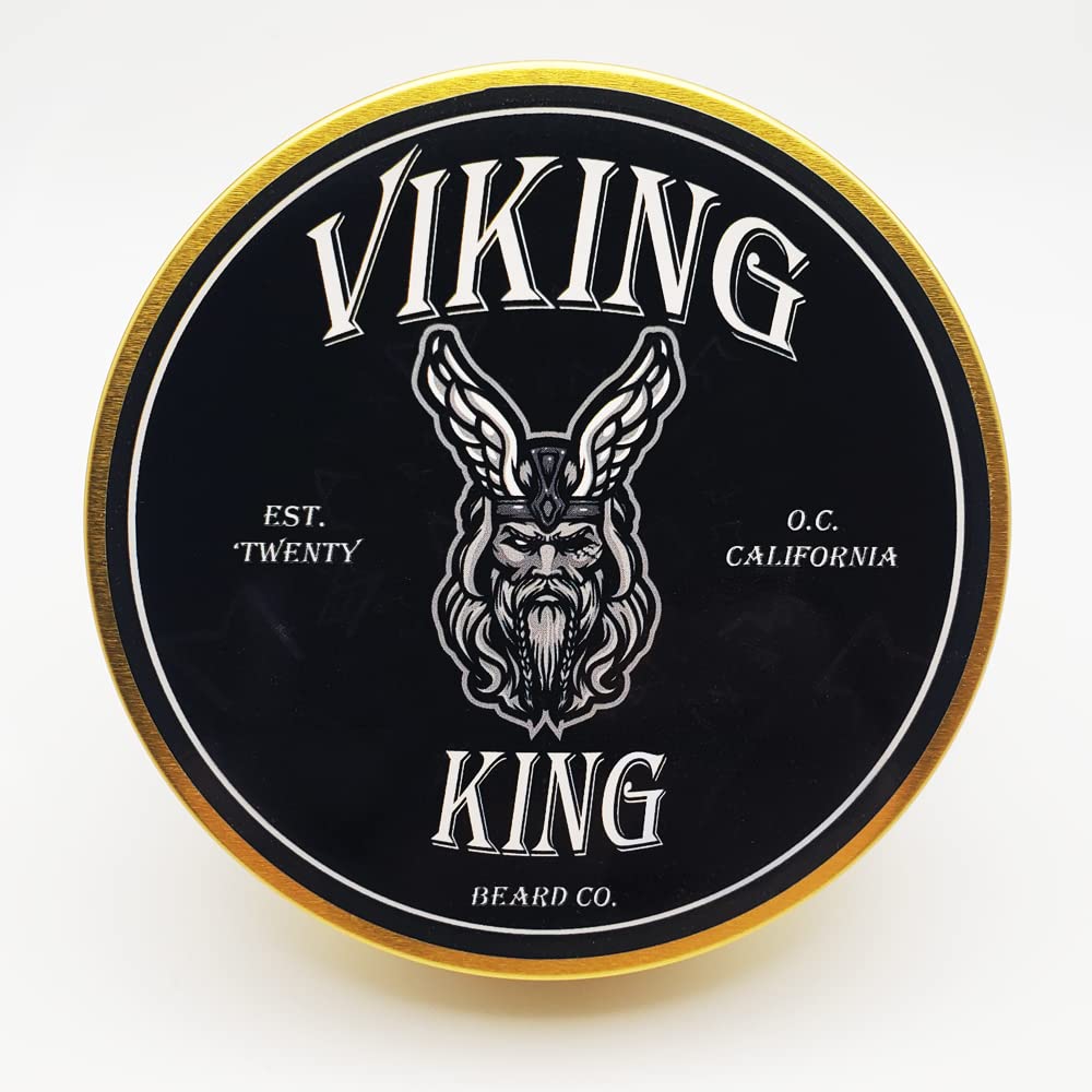 VIKING KING BEARD CO. Beard Balm - All-Natural Spiced Vanilla Tobacco Softener | 4 Ounce Tin