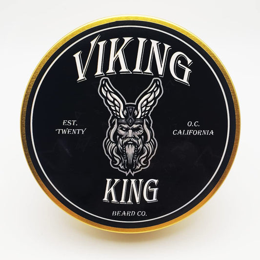VIKING KING BEARD CO. Beard Balm - All-Natural Spiced Vanilla Tobacco Softener | 4 Ounce Tin