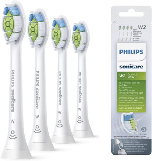 Philips Sonicare Sonic Toothbrush Heads - Optimal White 4-Pack for Superior Whitening (Model HX6064/10)
