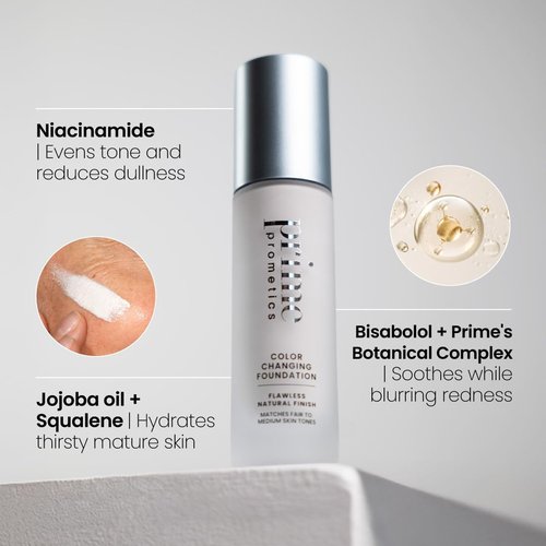 Prime Prometics Color Changing Foundation - Adapts to Your Skin Tone | Buildable Coverage & 12-Hour Wear