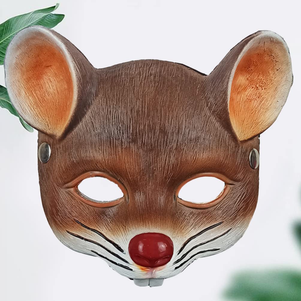 NOLITOY Rat Head Masks Animal Mouse Masks for Halloween Costume Party Props Brown