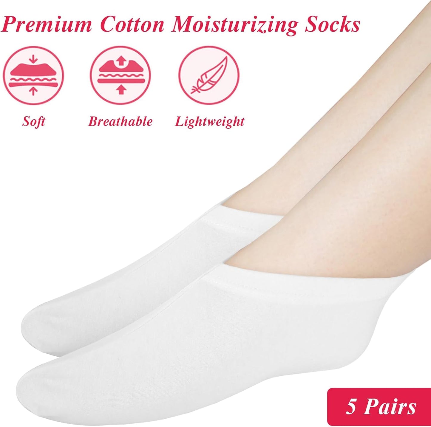 Skiennix Reusable Cotton Spa Socks - Hydrating Foot Mask Sleeves for Dry, Cracked Feet | 10-Pack