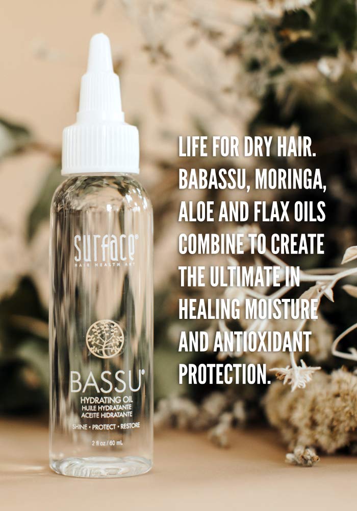 Surface Hair - Bassu Hydrating Oil - Moisturizing Hair Oil with Flax Seed & Aloe Vera, 2 Fl Oz