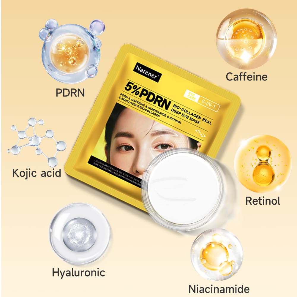 Skiennix 5% PDRN Under Eye Patches - 6-in-1 Bio-Collagen for Puffy Eyes & Dark Circles | 8 Pairs