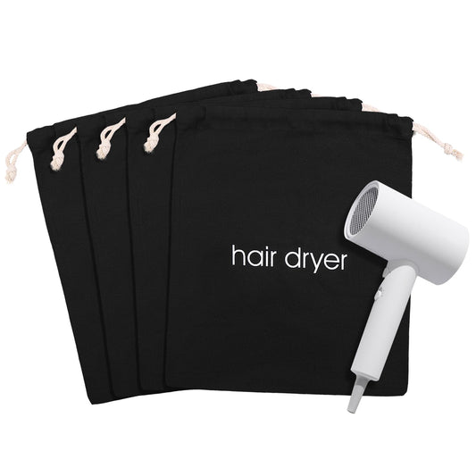 Hair Dryer Bags Bulk, Hairdryers Storage Drawstring Pouch, Blow Dryer Case Container Hairdryer and Styling Tools Accessories Bags for Hotel Home Airbnb Travel Bathroom 15 x 13 in (8 PCS Black)