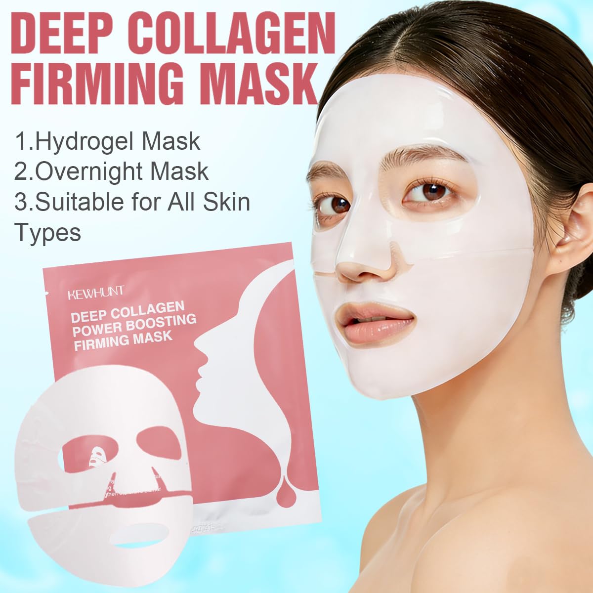 Skiennix Deep Collagen Face Mask - Hydrating Hydrogel for Firmness & Elasticity | 40g x 5 Pack