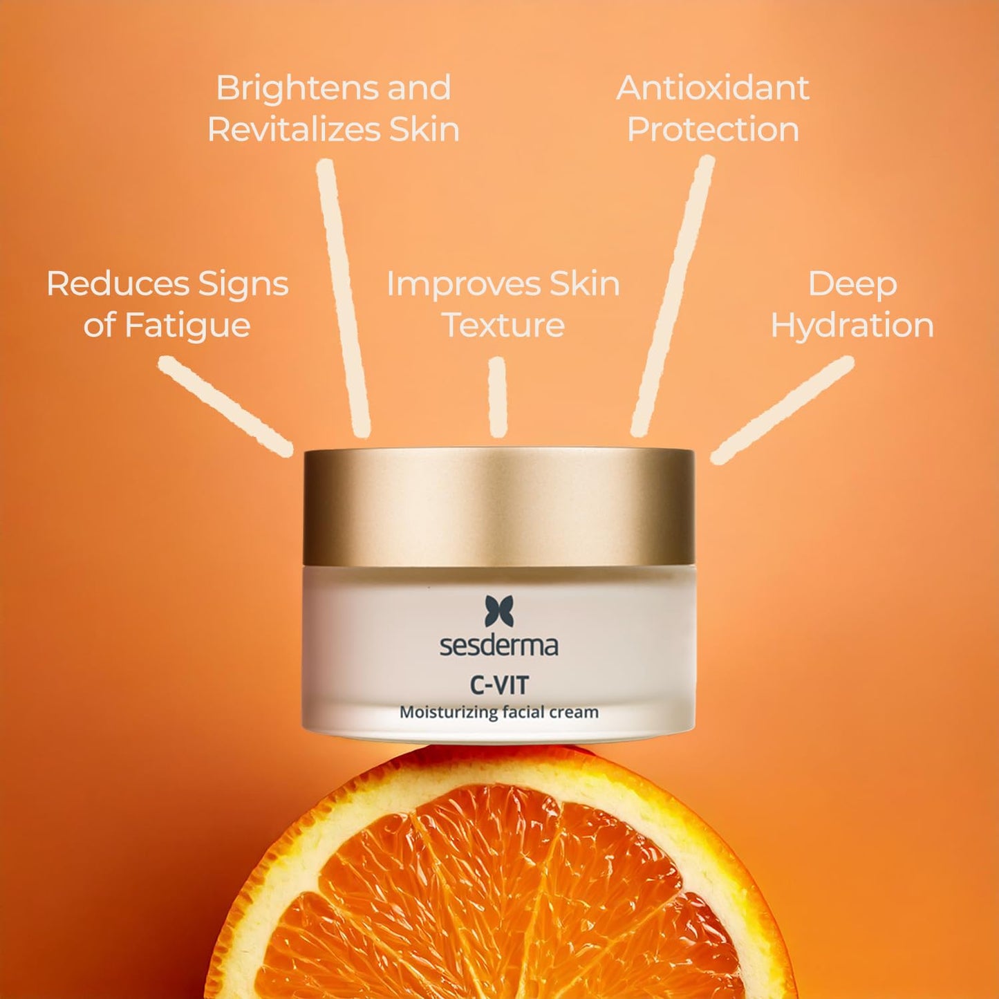 Sesderma C-VIT Moisturizing Facial Cream - Fight Aging with Vitamin C Antioxidants | Revitalize Skin, 1.7 fl oz