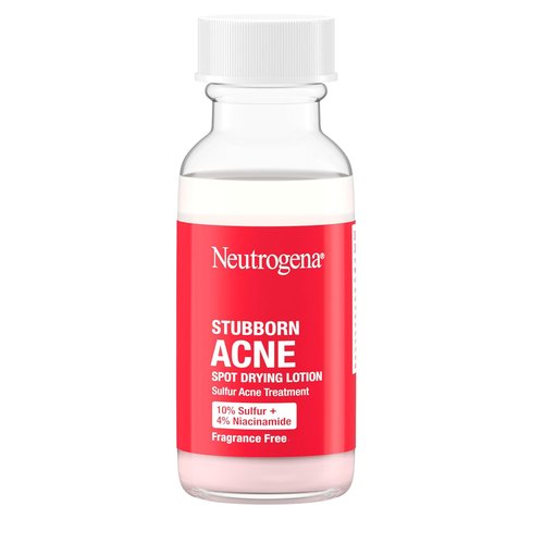 Neutrogena Acne Spot Drying Lotion - Fragrance-Free Treatment with 10% Sulfur & 4% Niacinamide, 1.0 fl. oz
