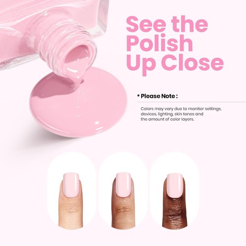 Beetles Light Pink Nail Polish - Cloudy Rose, Pastel Baby Pink Nail Polish Quick Dry, Long-Lasting Pastle Nails, Fingernail Art Effect Gift for Her - 0.51Fl Oz/15ML