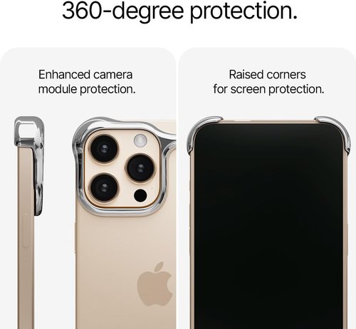 Arc Pulse iPhone 16 Pro Max Case - Minimalist Shock Absorption with Aerospace Grade Aluminum Shell | 6.9 Inch, Polished Silver