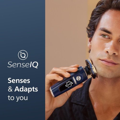 Philips Norelco Shaver Series 9000 Prestige - Wet & Dry Electric Shaver with SenseIQ Technology | Adriatic Blue