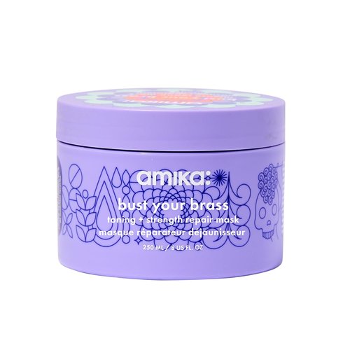 Amika Bust Your Brass Toning Mask - Strengthening Hair Repair Treatment | 8 Fl Oz
