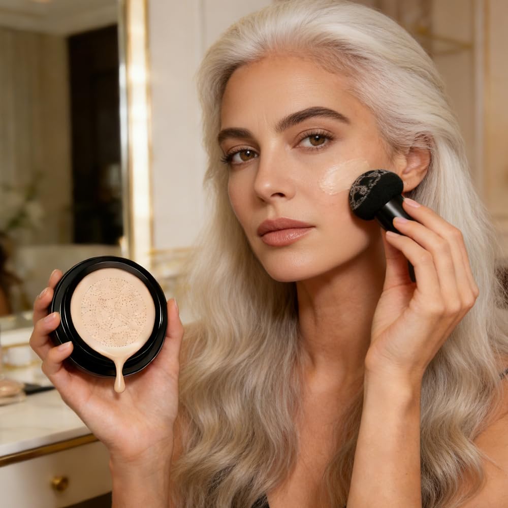 Skiennix Mushroom Head Cushion CC Cream - Moisturizing Glow Foundation for Mature Skin (Natural)
