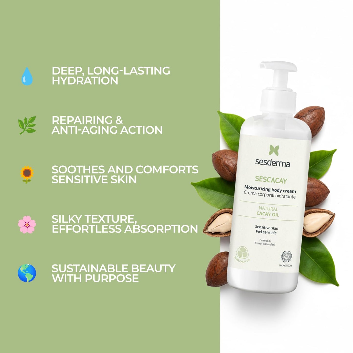 Sesderma SESCACAY Moisturizing Body Cream - Deep Hydration & Nourishment with Cacay Oil | 8.5 fl oz