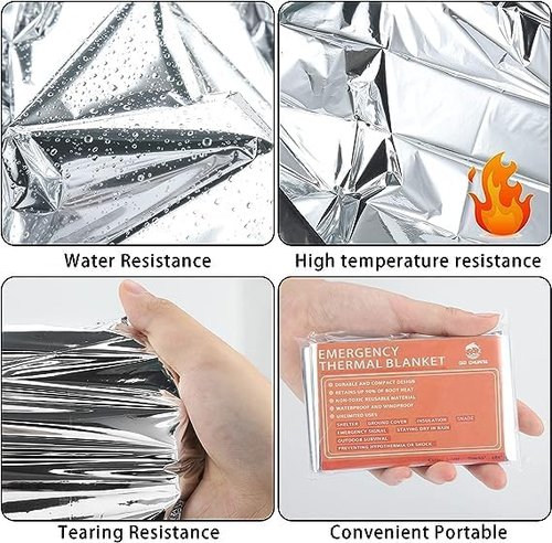 QIO CHUANG Mylar Thermal Blankets - Emergency Survival Space Blankets (4-Pack) for Camping & Hiking