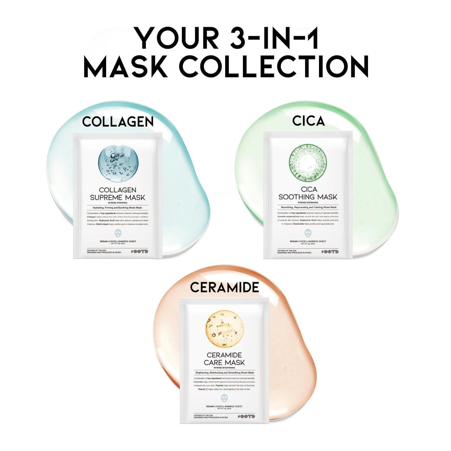 Skiennix Hydrating Soothing Sheet Masks Gift Set - Korean Vegan Masks for Dry, Sensitive Skin | 30 Pack