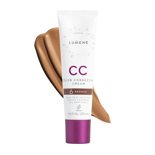 Lumene Color Correcting CC Cream - Lightweight Foundation for Glowing Skin - Medium Coverage - Vegan Formula | Bronze (1 fl oz)