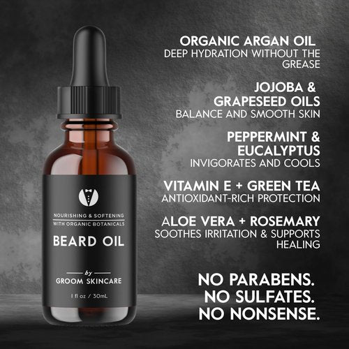 GROOM Forest Scented Beard Oil - Woodsy Conditioner & Moisturizer | Lightweight, Non-Greasy | 1 oz