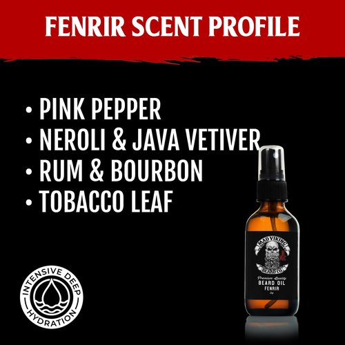 Mad Viking Fenrir Beard Oil - Naturally Hydrate, Soften & Grow Your Beard | 2oz Bold Neroli, Rum & Tobacco Scent