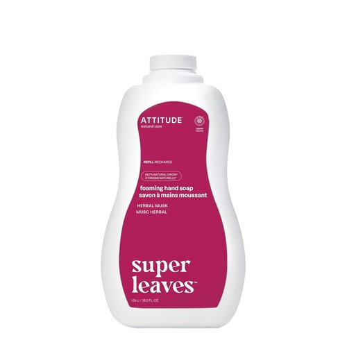 ATTITUDE Foaming Hand Soap - EWG Verified, Vegan & Cruelty-Free, Herbal Musk, 35.2 Fl Oz Refill