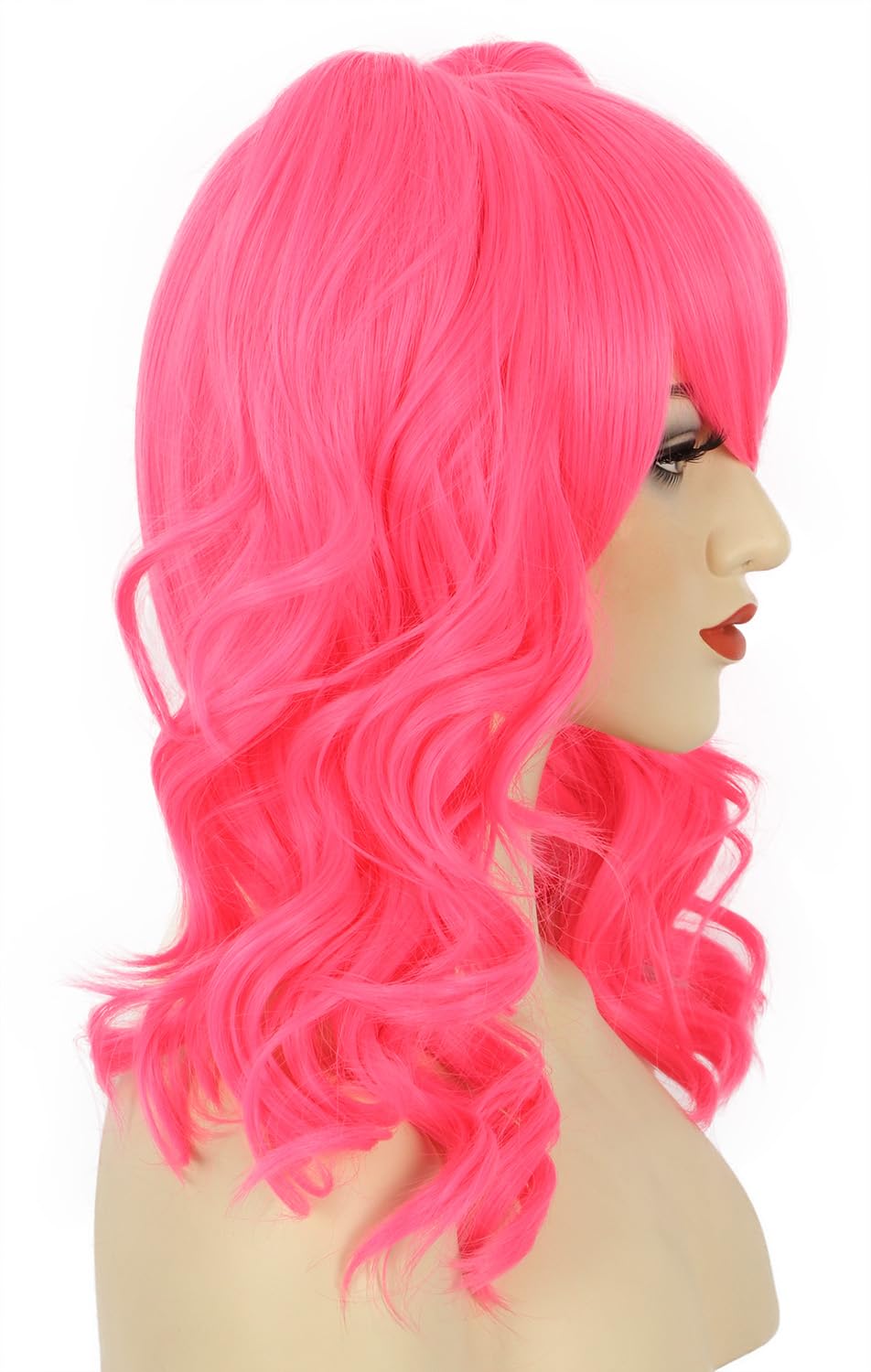 karlery Women's Long Ponytail Hot Pink Wig Lolita Clip In Thick Claw Drawstring Halloween Costume Pigtail Wig Anime Cosplay Wig