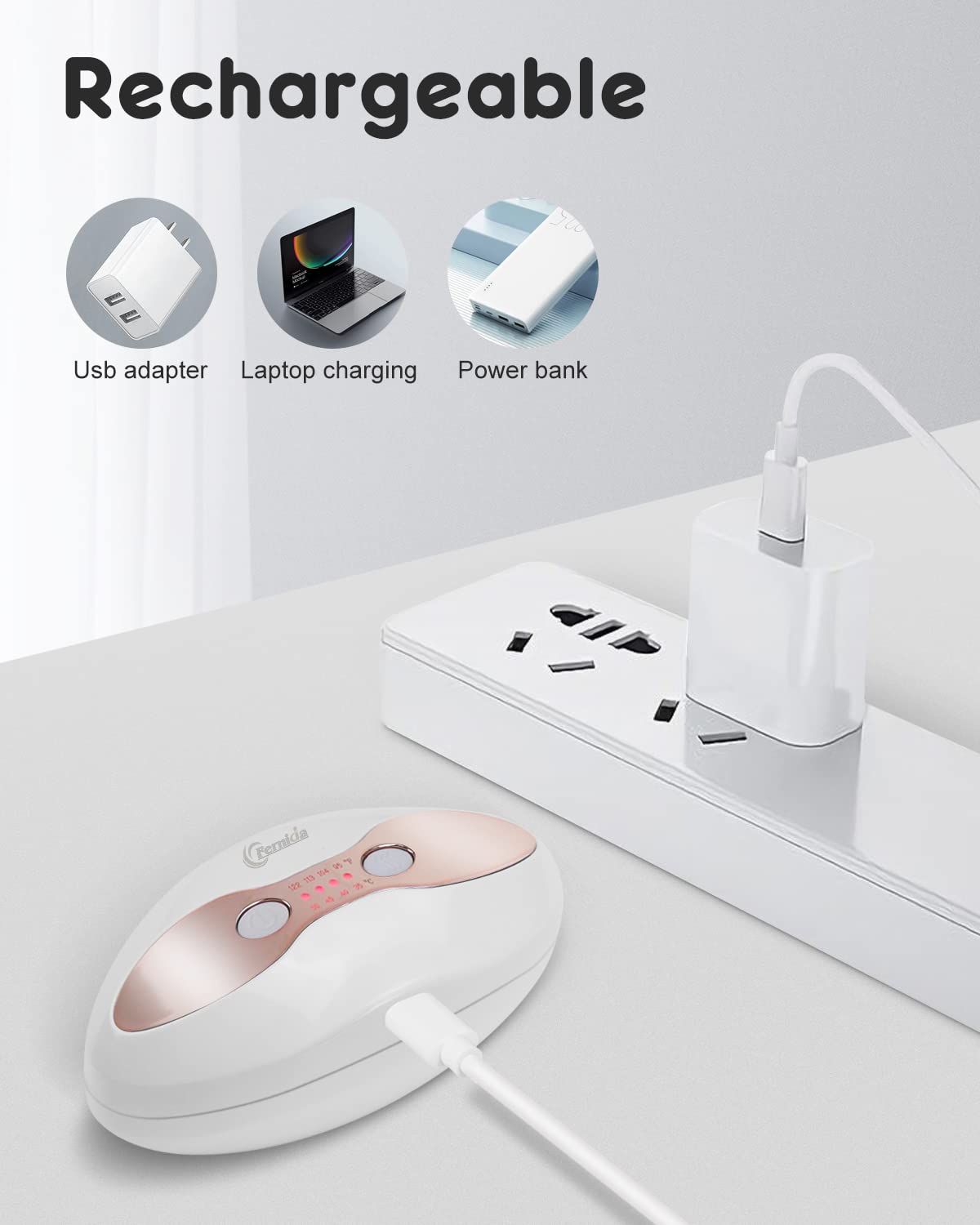 Red Light Device, FERNIDA 2 in 1 Lip and Eye Care Tool with Heated for Anti-Aging, Smooth Lip Wrinkles, Lip Plumper and Reduce Dark Circles, 4 Levels Heating Temps, White