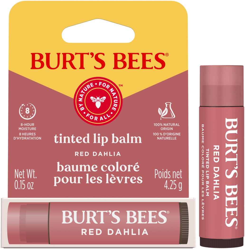 Burt's Bees Tinted Lip Balm - Red Dahlia | Hydrating Color in 0.15oz Size