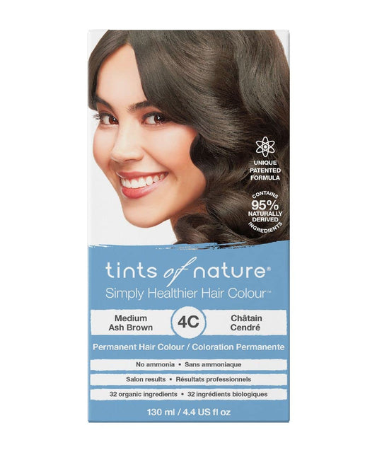 Tints of Nature 4C Medium Ash Brown Hair Dye - Nourishing, Ammonia-Free Formula | 4.4 fl oz