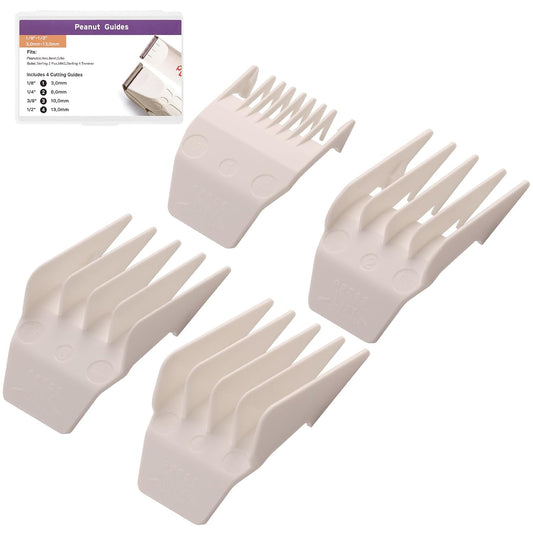 Wahl Peanut Clipper Guards Set - Professional Replacement Guides, 1/8" to 1/2", 4-Piece, White