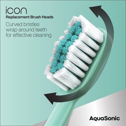 AquaSonic Icon Replacement Brush Heads - 2 Pack for Normal & Sensitive Teeth | Mint Compatibility