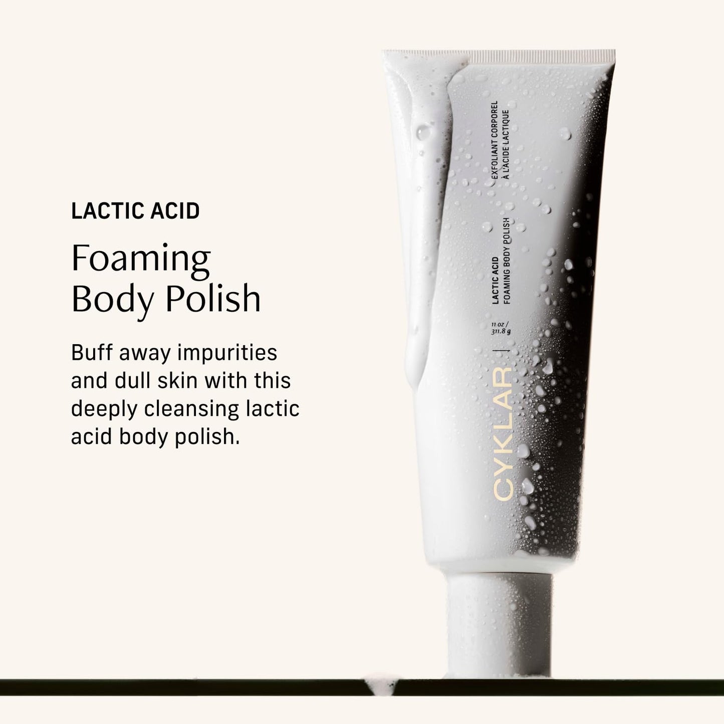 Cyklar Lactic Acid Body Polish - Chemical Exfoliator with AHAs & Volcanic Pumice | Hydrating, Fragrance-Free, 11 fl oz