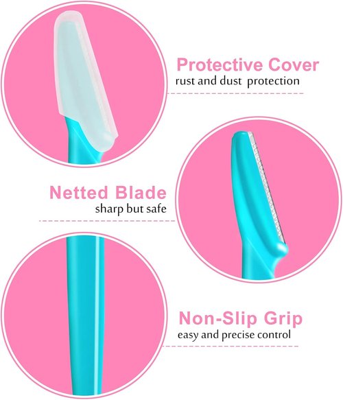 HFATMOS Eyebrow Razor - Multipurpose Exfoliating Dermaplaning Tool | 12 Pcs with Protective Cover for Men & Women