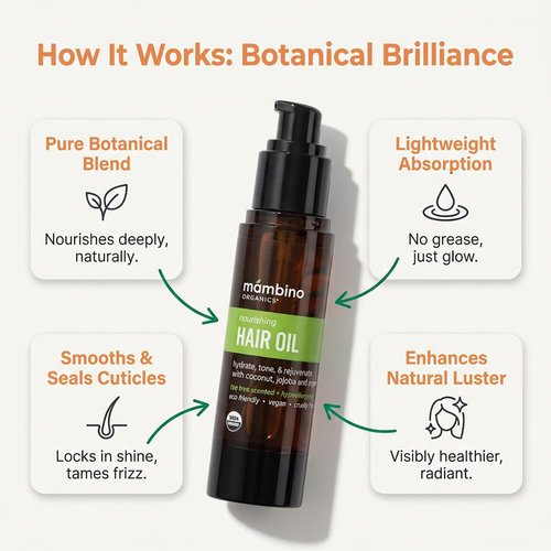 Mambino Organics Hair Oil - Lightweight Rosemary & Castor Blend for Smooth, Shiny Hair | 2 fl oz