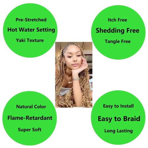 BALINGHAIR Light Brown Pre Stretched Braiding Hair Extensions 20 Inch Kanekalon Braiding Hair for Crochet Braids(27#-3Pcs)