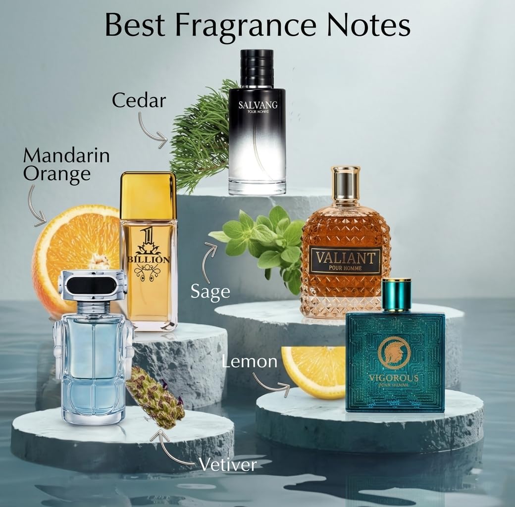 Signature Scent 5-Piece Men’s Fragrance Gift Set - Woody, Spicy & Citrus Cologne Collection | Long-Lasting Travel Size (30ml Each)