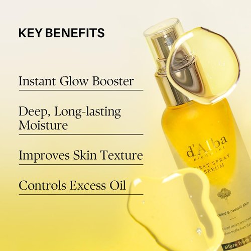 [2 Bottles] d'Alba Piedmont Italian White Truffle First Spray Serum, Vegan Skin Care, Hydrating Face Moisturizer, Glow Serum for Radiant Skin, Non Comedogenic, All In One Mist (total 6.76 fl oz.)