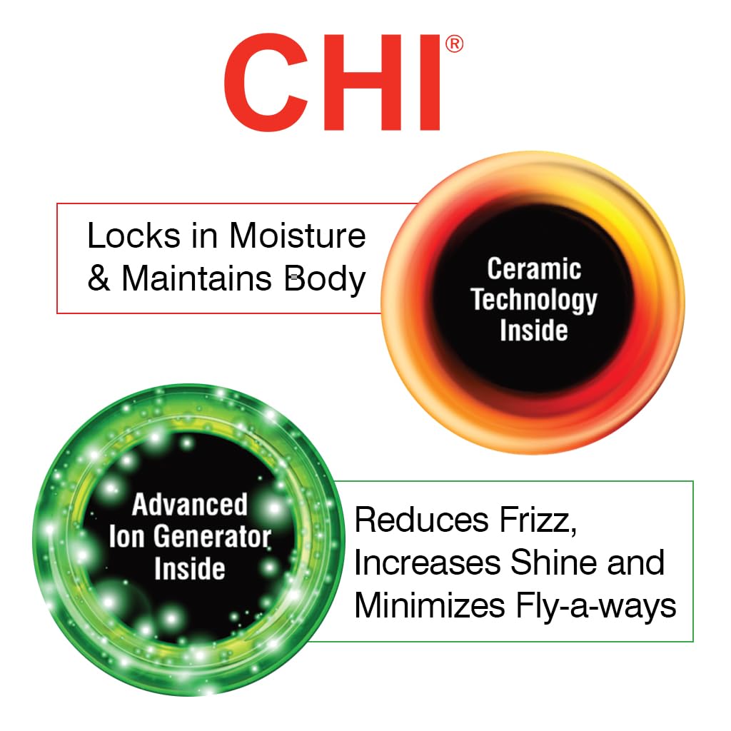 CHI 3-in-1 Round Blowout Brush - Hair Dryer Brush for Smooth, Frizz-Free Hair | 3 Heads & Adjustable Heat