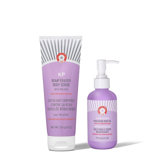 Skiennix KP Bump Eraser Body Scrub & Nourishing Body Oil - Exfoliate & Hydrate (8 oz)