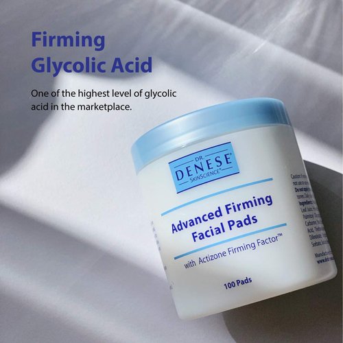 Dr. Denese SkinScience Advanced Firming Facial Pads - Exfoliating Glycolic Acid & Peptides for Radiant Skin | 100 Count