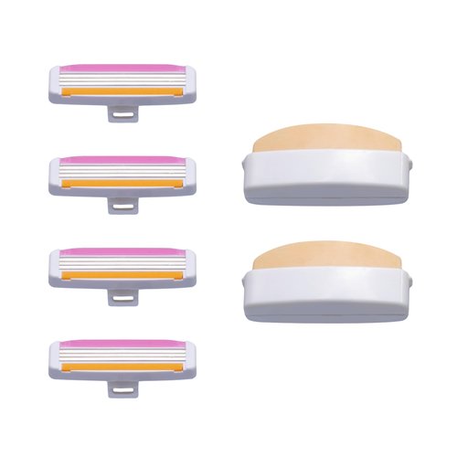 Alleyoop Stay Sharp Razor Refill Pack for Travel Portable Razor - Perfect For Touch Ups On-The-Go - Includes 4 Triple-Blade Razor Cartridges & 2 Moisturizing Bars - Safe For All/Sensitive Skin Types