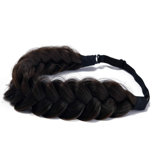 TOECWEGR Synthetic Hair Braided Headband Classic Wide Strands Wedding Disorderly Fluffy Braids Wig Band Women Beauty Accessory