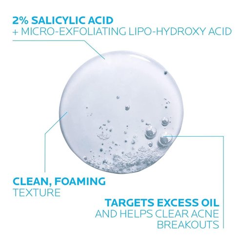 La Roche-Posay Effaclar Gel Cleanser - 2% Salicylic Acid & LHA Foaming Acne Wash | Oil-Free, Prevents Breakouts