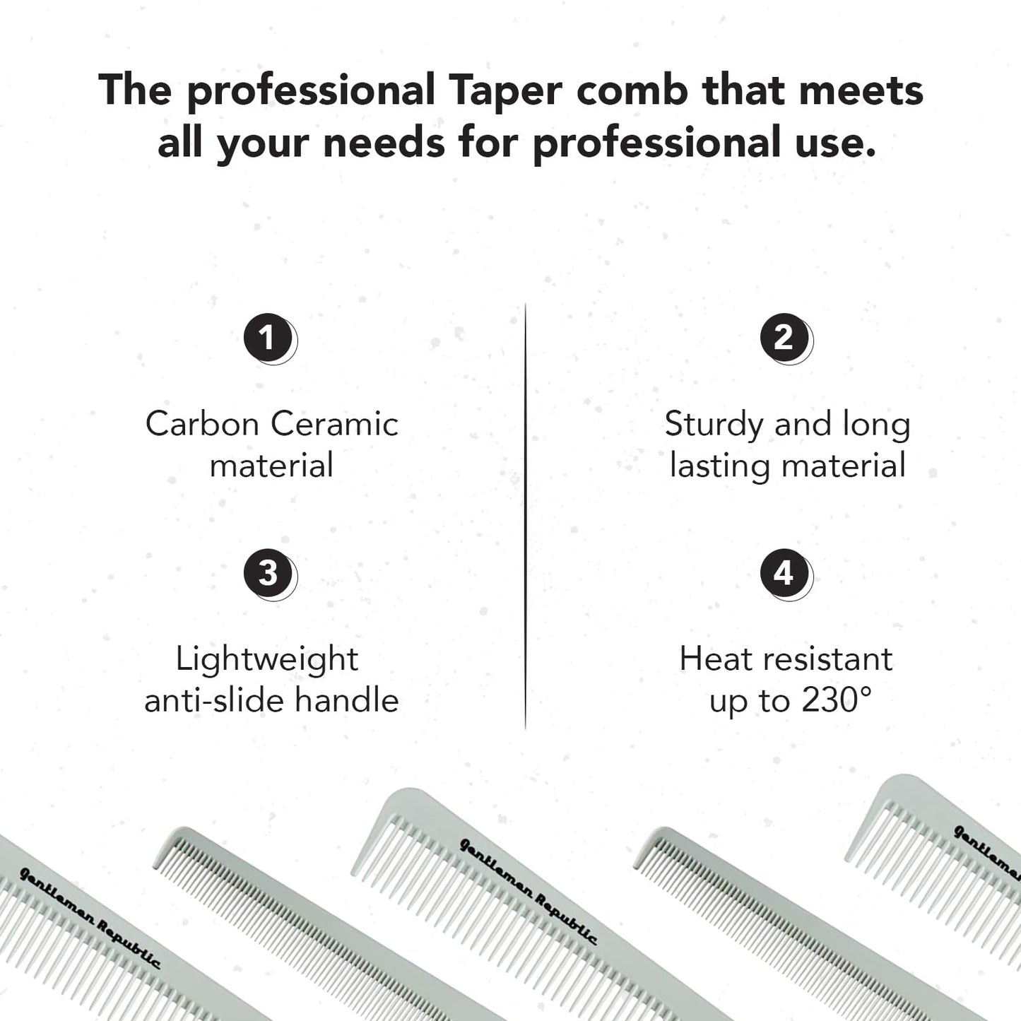Gentlemen Republic Taper Comb for Fades, Blending and Men Hair Cuts – Soft Round Tips, Soft Touch, Strong Teeth with Strong Body – Made for Barbers, at-home Grooming and Styling