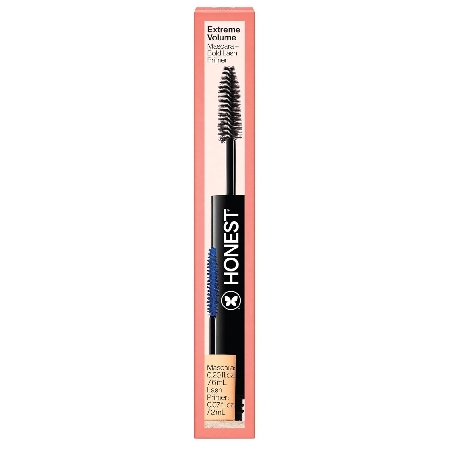 Honest Beauty 2-in-1 Extreme Volume Mascara - Bold Lash Primer with Castor Oil, Vegan, Black, 0.27 fl oz