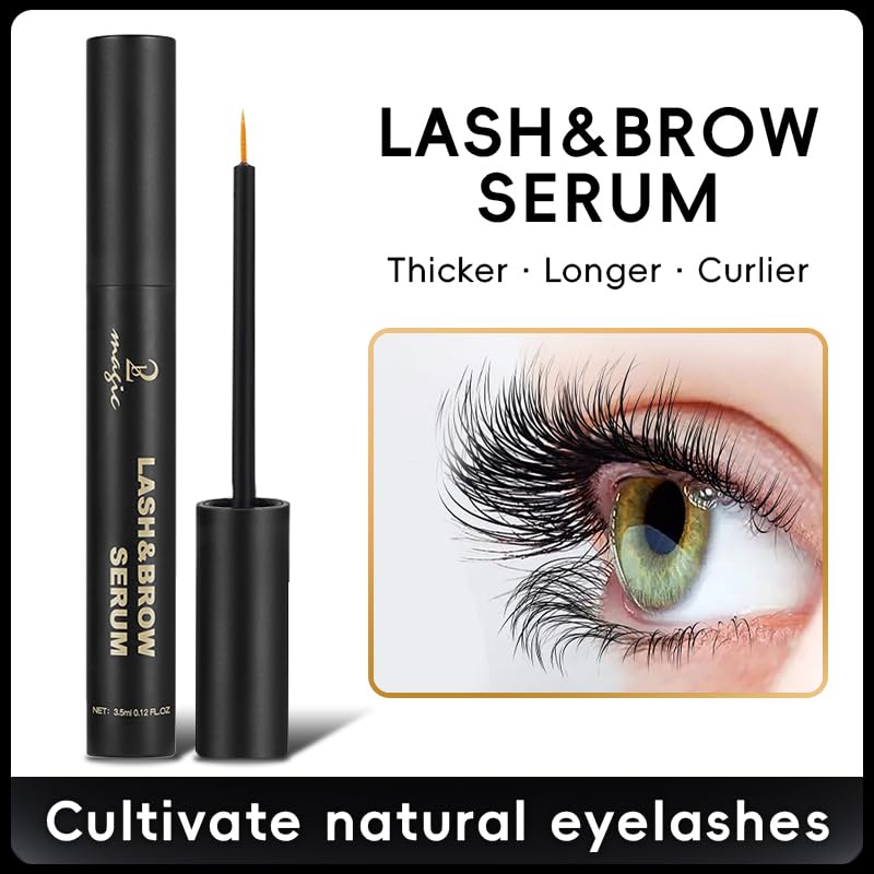 Skiennix Eyelash Growth Serum - Naturally Boosted Formula for Longer, Fuller Lashes & Brows - Black