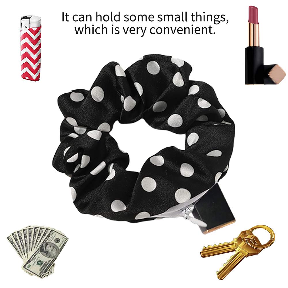 DINPREY Women Premium Velvet Scrunchie with zipper pouch, 7 Count Hair Ties, Soft Stash Hair Elastic Ties for Vsco Girl Stuff, Rainbow