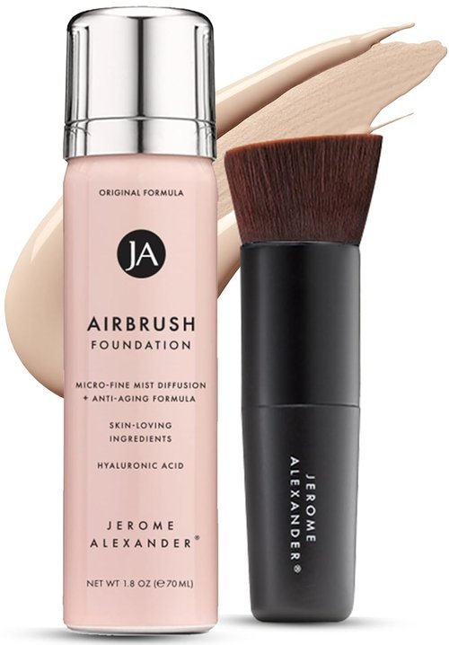 Jerome Alexander MagicMinerals AirBrush Foundation - 2-Piece Set with Kabuki Brush for Smooth, Radiant Skin - Fair Shade