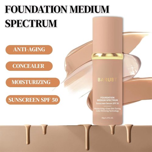 4 in 1 Color Changing Foundation - Medium Spectrum, Long-Lasting Waterproof Makeup, Hydrating Concealer, 1.4 Fl. Oz.