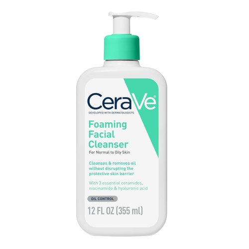 CeraVe Foaming Facial Cleanser - Daily Oily Skin Face Wash with Hyaluronic Acid & Niacinamide | 12 Fl Oz