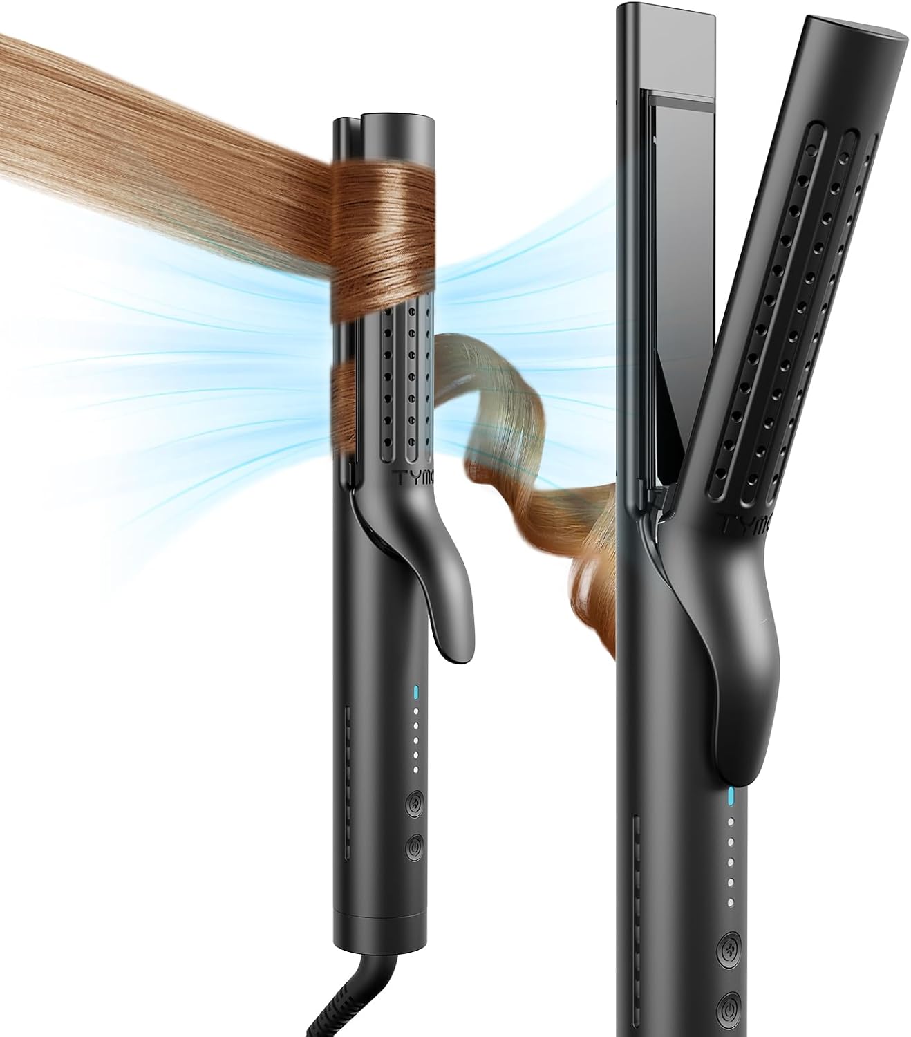 TYMO Airflow 2.0 Curling Iron - 2-in-1 Hair Straightener & Curler, 1.25 Inch, Dual Voltage, Black
